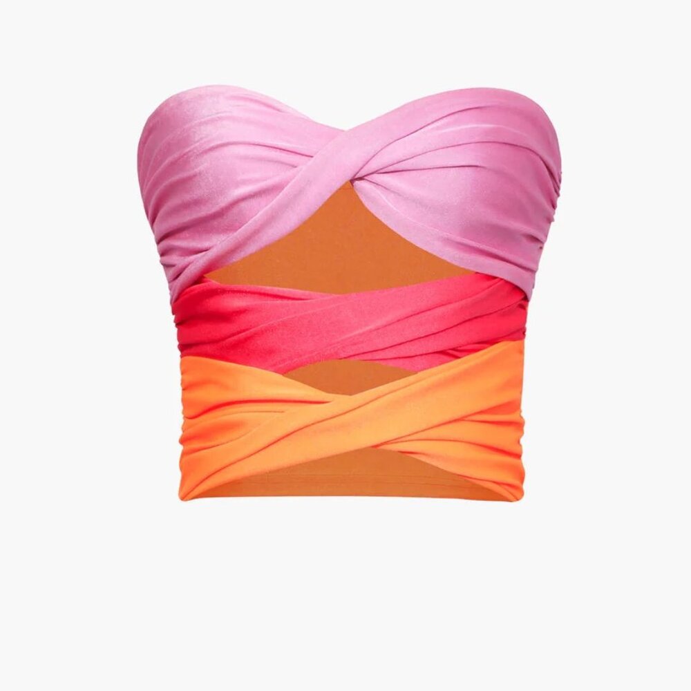 Contrast Twisted Front Tube Top